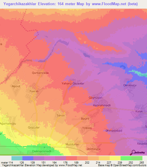 Yegarchikazakhlar,Azerbaijan Elevation Map