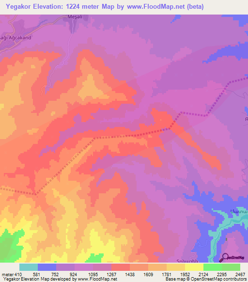 Yegakor,Azerbaijan Elevation Map