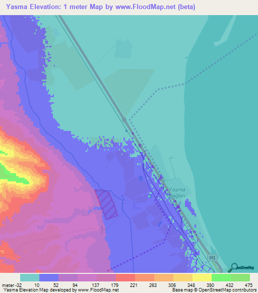 Yasma,Azerbaijan Elevation Map