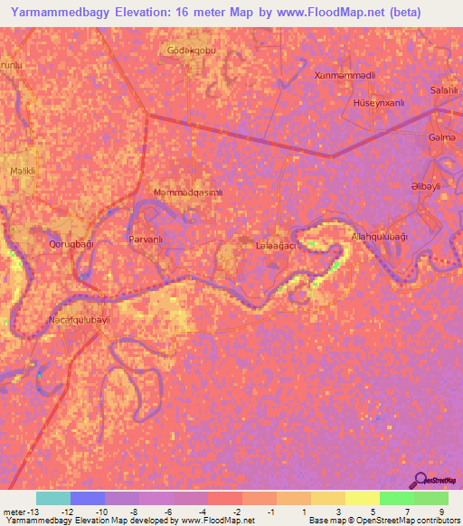 Yarmammedbagy,Azerbaijan Elevation Map