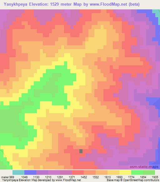 Yanykhpeya,Azerbaijan Elevation Map