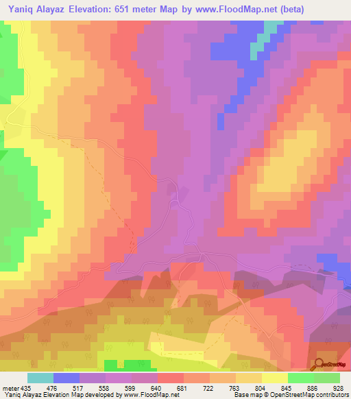 Yaniq Alayaz,Azerbaijan Elevation Map