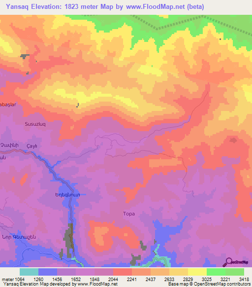 Yansaq,Azerbaijan Elevation Map