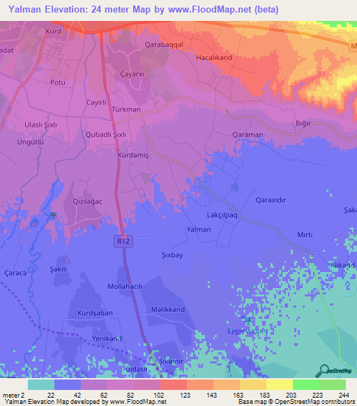 Yalman,Azerbaijan Elevation Map