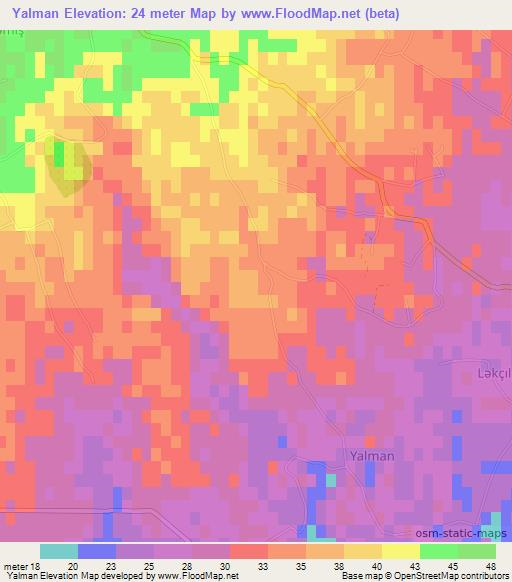 Yalman,Azerbaijan Elevation Map