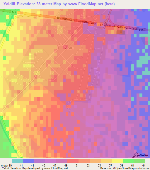 Yaldili,Azerbaijan Elevation Map