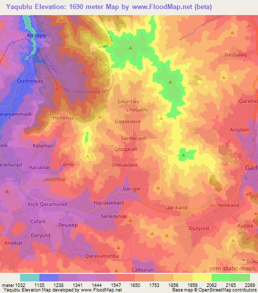 Yaqublu,Azerbaijan Elevation Map