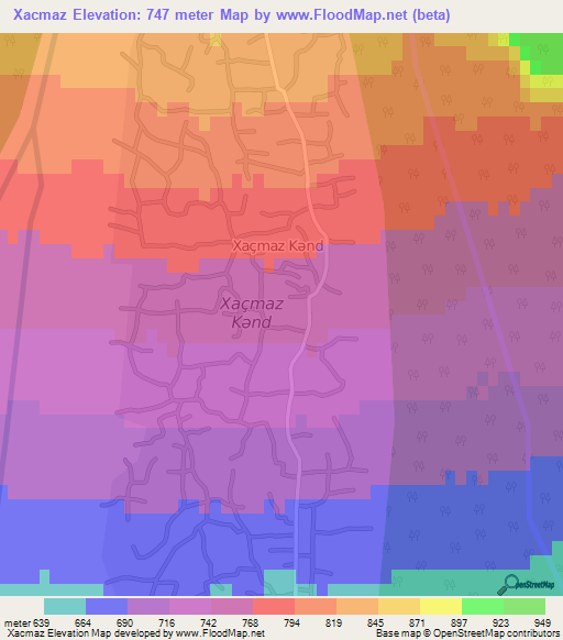 Xacmaz,Azerbaijan Elevation Map