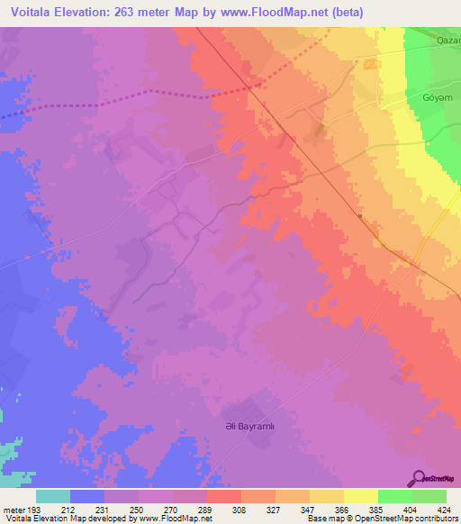 Voitala,Azerbaijan Elevation Map