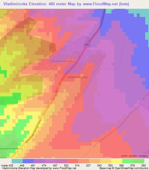 Vladimirovka,Azerbaijan Elevation Map