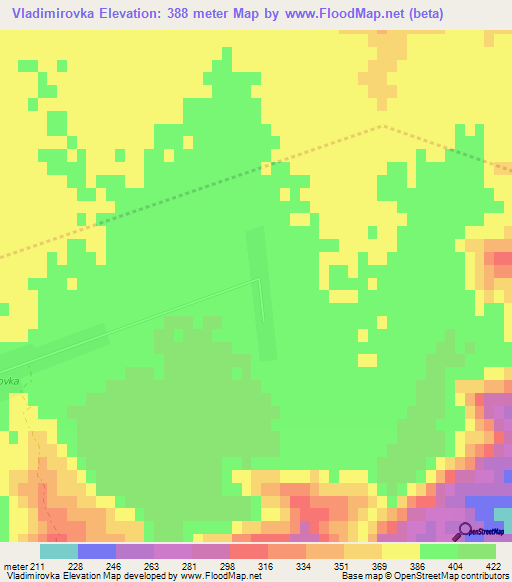 Vladimirovka,Azerbaijan Elevation Map