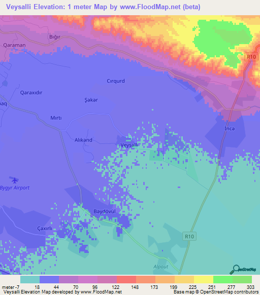 Veysalli,Azerbaijan Elevation Map