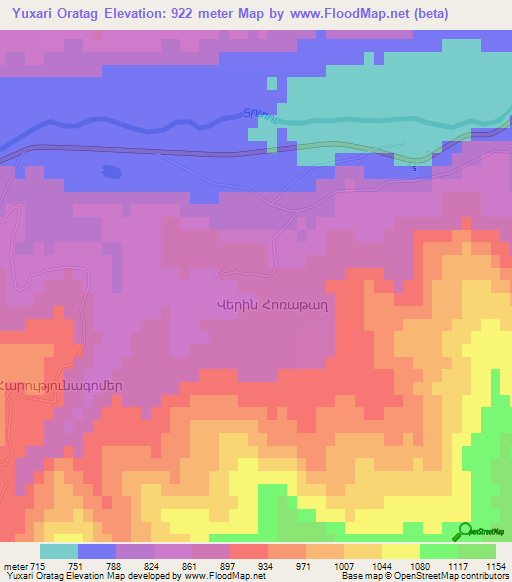Yuxari Oratag,Azerbaijan Elevation Map