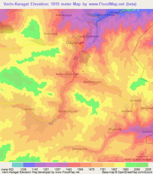 Verin-Karagat,Azerbaijan Elevation Map