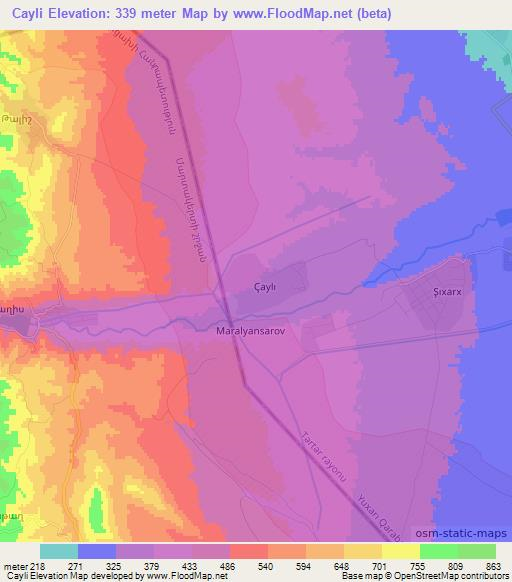 Cayli,Azerbaijan Elevation Map