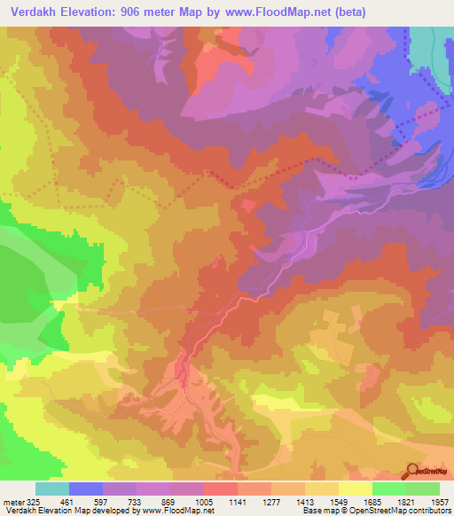 Verdakh,Azerbaijan Elevation Map