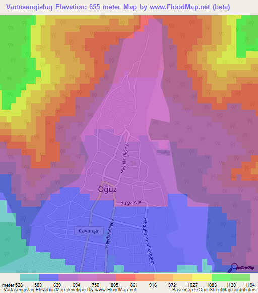 Vartasenqislaq,Azerbaijan Elevation Map