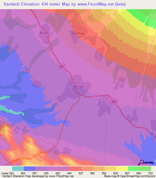 Vardanli,Azerbaijan Elevation Map