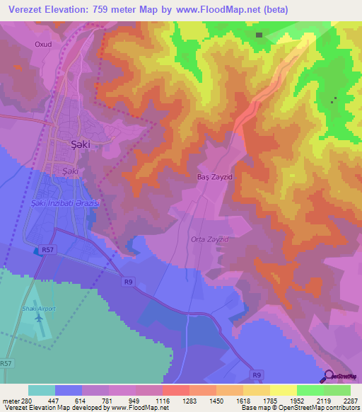 Verezet,Azerbaijan Elevation Map
