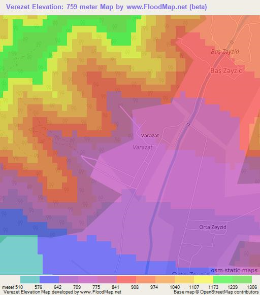 Verezet,Azerbaijan Elevation Map