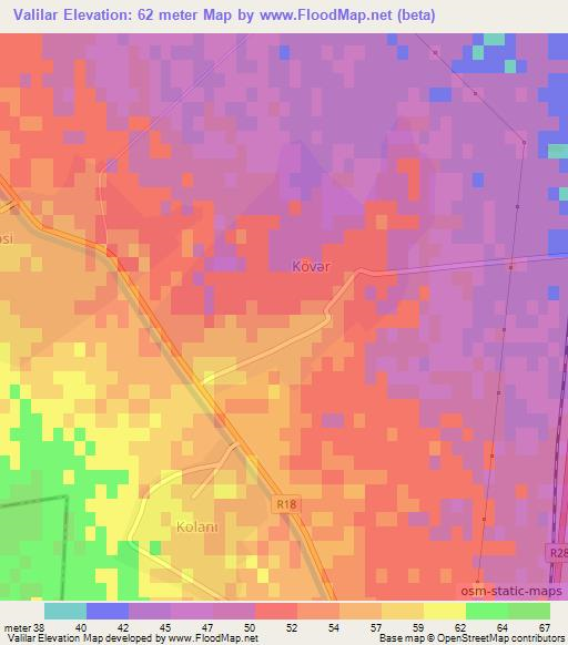 Valilar,Azerbaijan Elevation Map