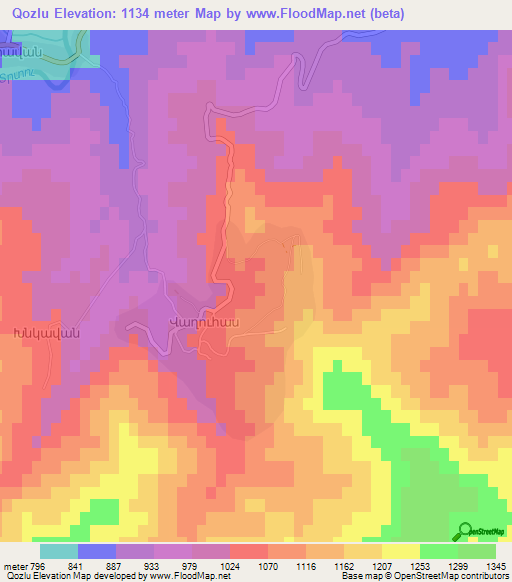 Qozlu,Azerbaijan Elevation Map