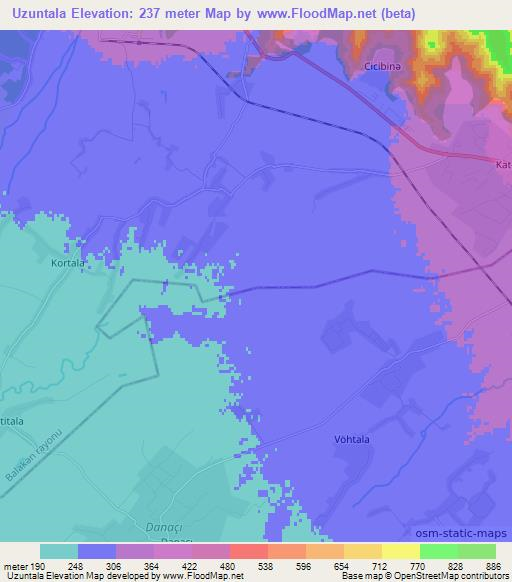 Uzuntala,Azerbaijan Elevation Map