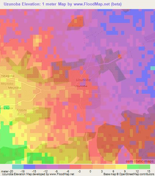 Uzunoba,Azerbaijan Elevation Map