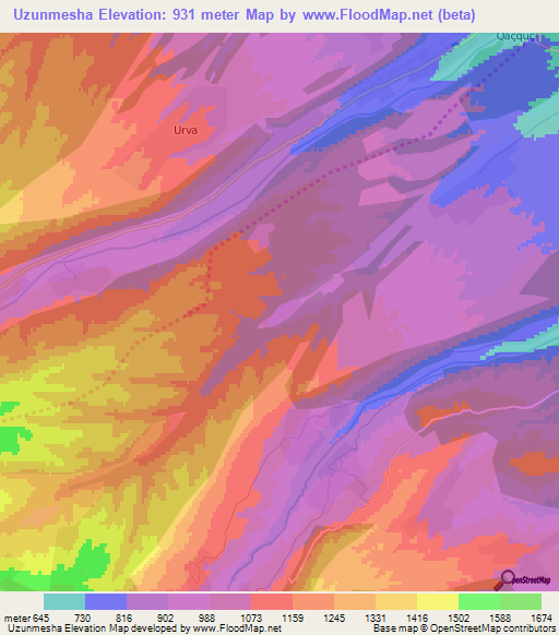 Uzunmesha,Azerbaijan Elevation Map