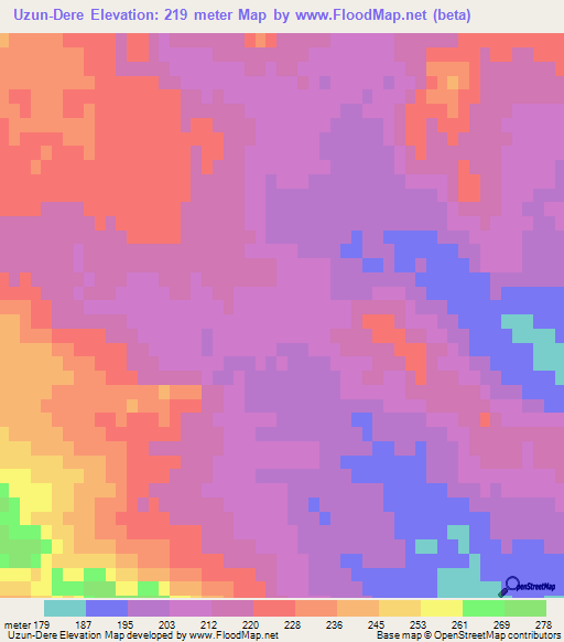 Uzun-Dere,Azerbaijan Elevation Map