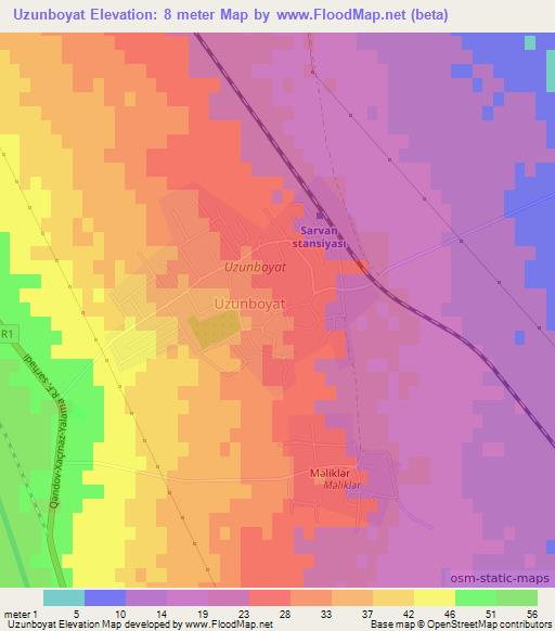 Uzunboyat,Azerbaijan Elevation Map
