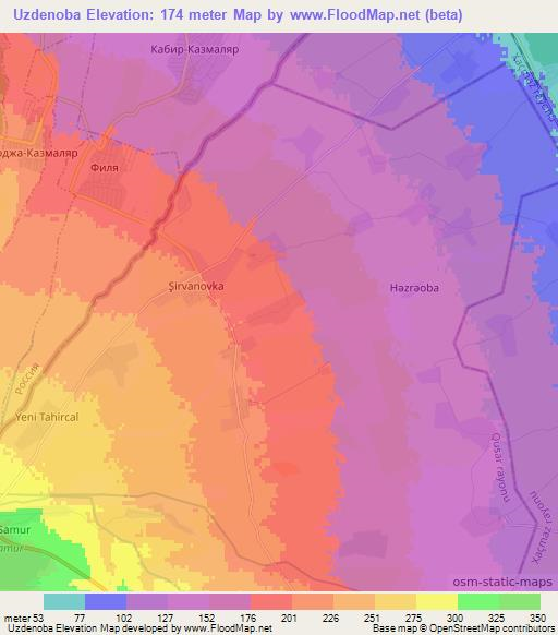 Uzdenoba,Azerbaijan Elevation Map