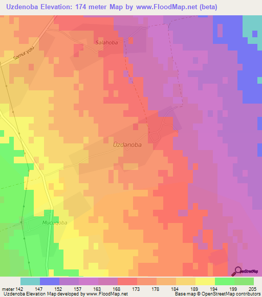 Uzdenoba,Azerbaijan Elevation Map