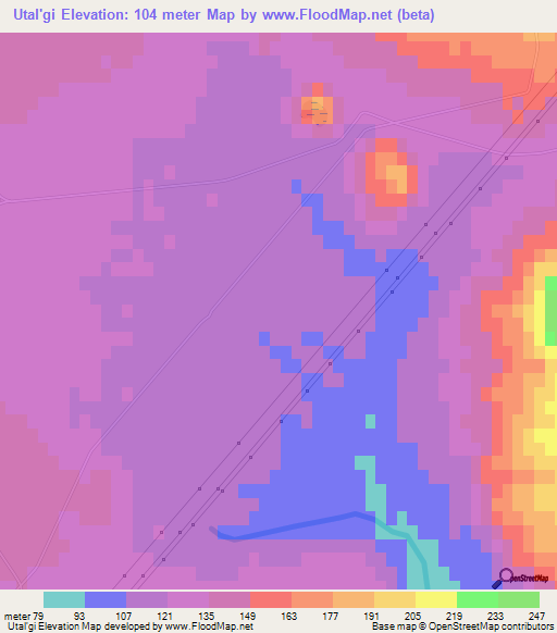 Utal'gi,Azerbaijan Elevation Map