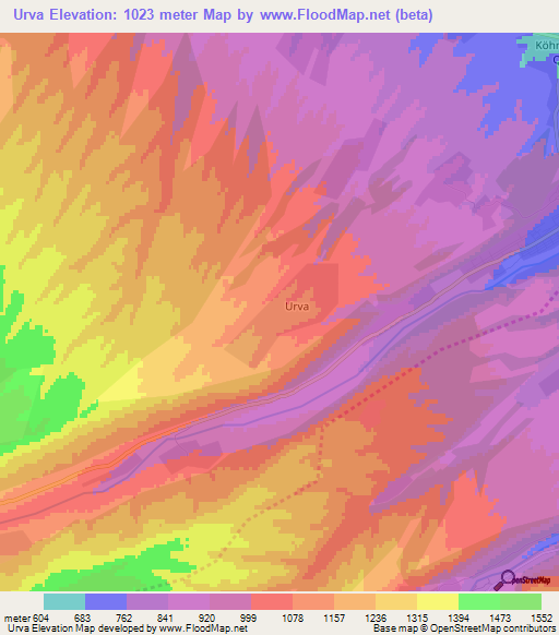 Urva,Azerbaijan Elevation Map