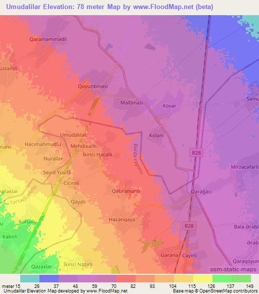 Umudalilar,Azerbaijan Elevation Map