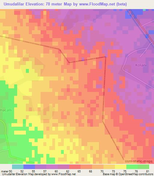 Umudalilar,Azerbaijan Elevation Map