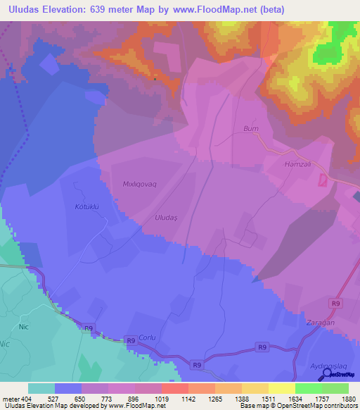 Uludas,Azerbaijan Elevation Map