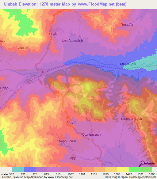 Ulubab,Azerbaijan Elevation Map