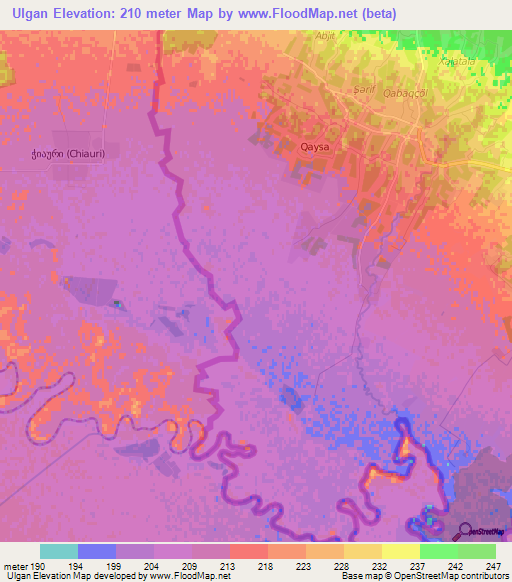 Ulgan,Azerbaijan Elevation Map