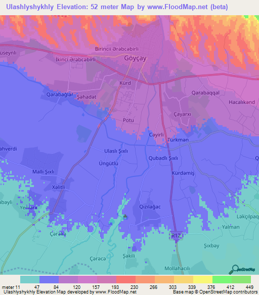 Ulashlyshykhly,Azerbaijan Elevation Map