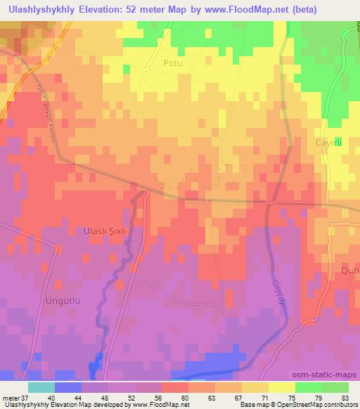 Ulashlyshykhly,Azerbaijan Elevation Map