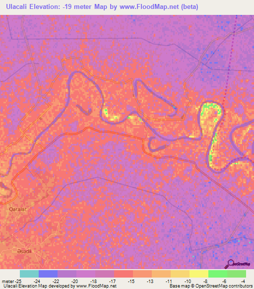 Ulacali,Azerbaijan Elevation Map