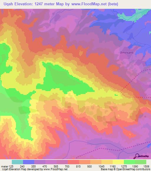 Uqah,Azerbaijan Elevation Map