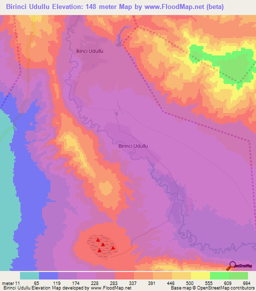 Birinci Udullu,Azerbaijan Elevation Map