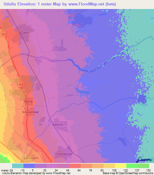 Udullu,Azerbaijan Elevation Map