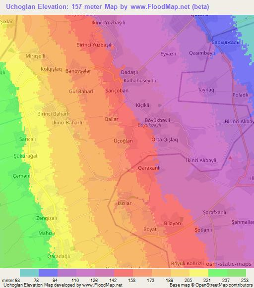 Uchoglan,Azerbaijan Elevation Map