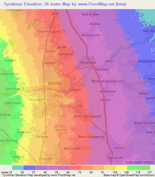Tyurkman,Azerbaijan Elevation Map