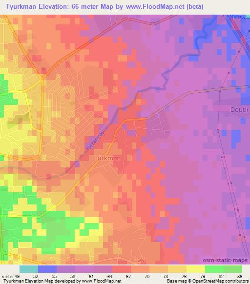 Tyurkman,Azerbaijan Elevation Map