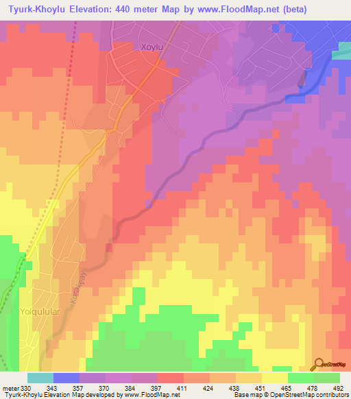 Tyurk-Khoylu,Azerbaijan Elevation Map